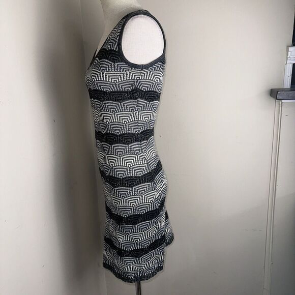 Grifflin Paris Dress Black Gray Cream Sleeveless Knit Stretch Size Small - Picture 4 of 9